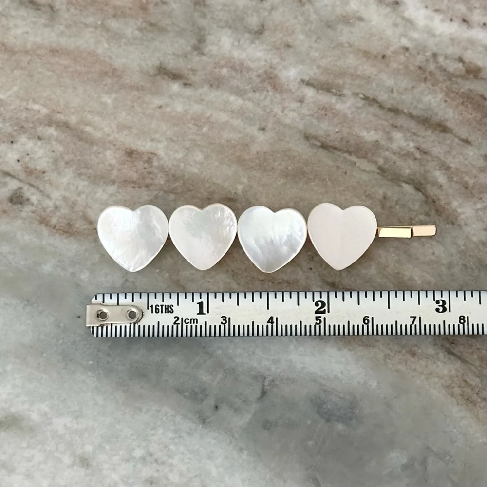 BaubleBar Heart Shaped White Mother of Pearl Look Hair Barrette